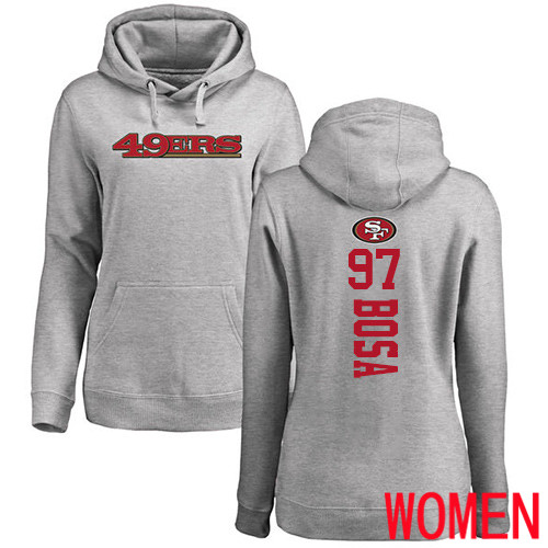 San Francisco 49ers Ash Women Nick Bosa Backer #97 Pullover NFL Hoodie Sweatshirts